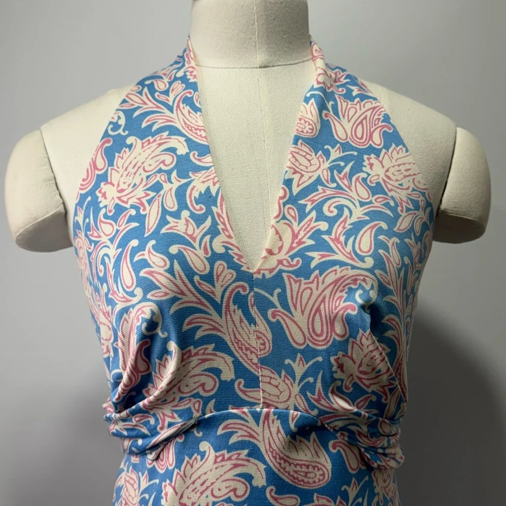 J. McLaughlin Fully Lined Blue 95% SILK Dress EUC - Picture 3 of 12